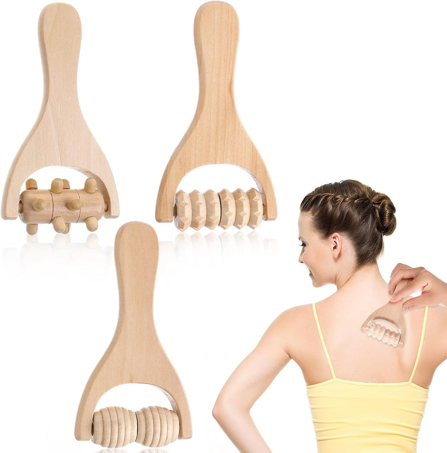 Set 3 Rulli in Legno per Massaggio