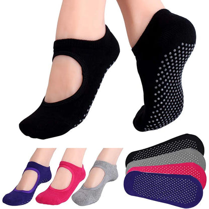 Backless Non-Slip Fitness Pilates Socks Cotton Women Sport Yoga Socks Ballet Dance Slippers Barefoot Sock Workout for Gym
